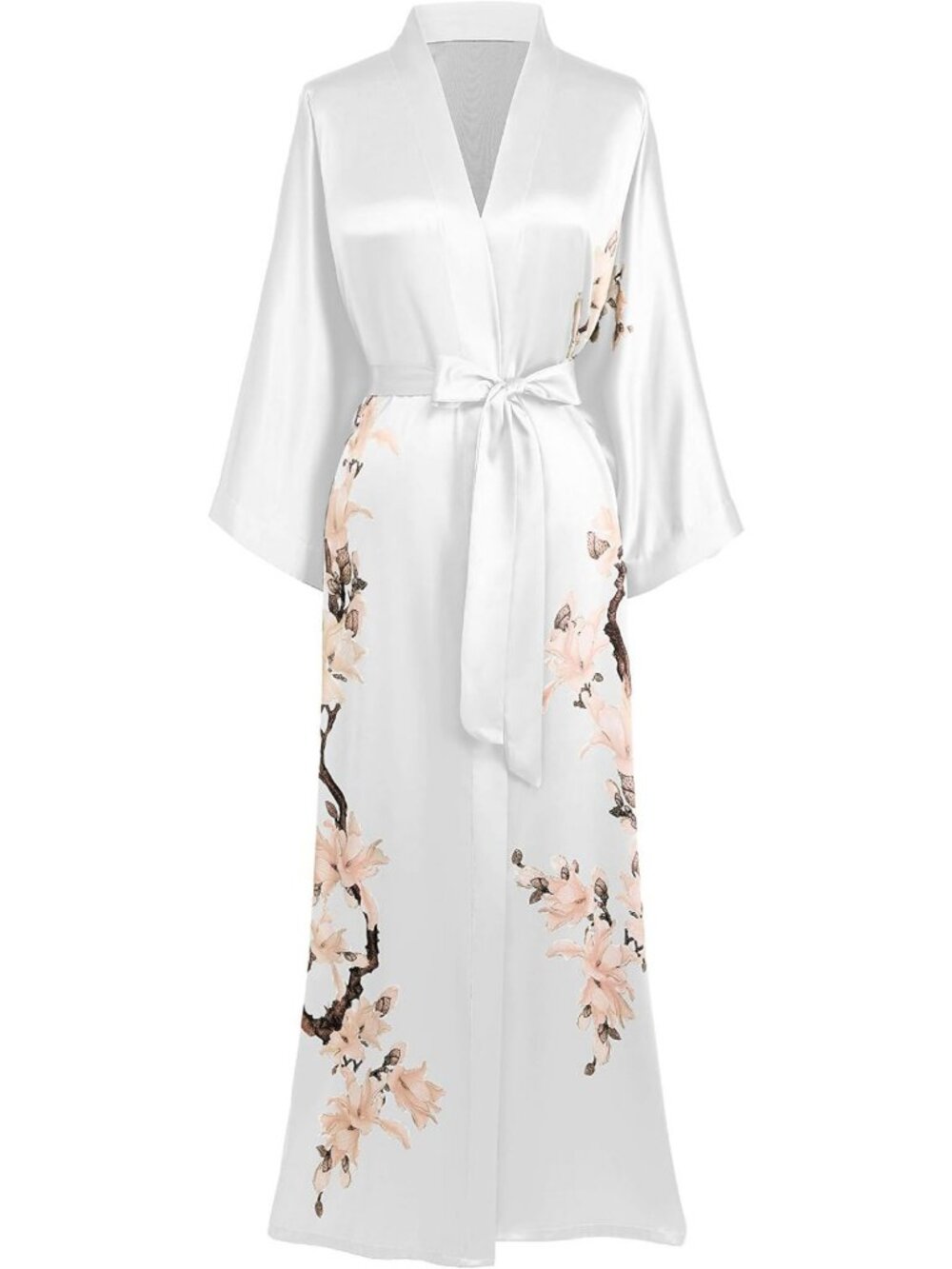 Floral Satin Kimono Robe for Women | Stylish Lounge Wear with Pockets